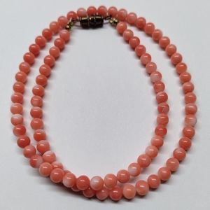 Vintage 16" Angel Skin Pink Salmon Momo Coral 4.6mm Bead Necklace